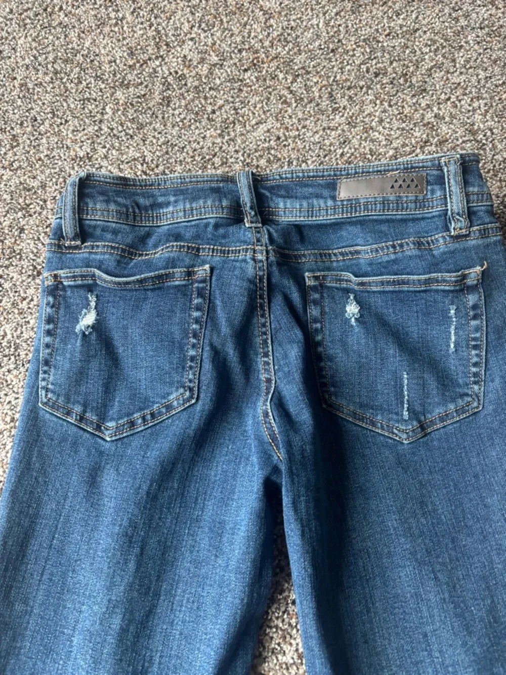 Dollhouse Distressed Flare Jeans Size 5 Y2K Low Rise Raw Hem Denim - Picture 6 of 6